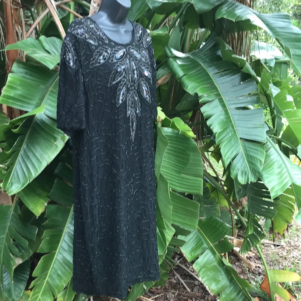 Vintage pure silk beaded and sequin dress